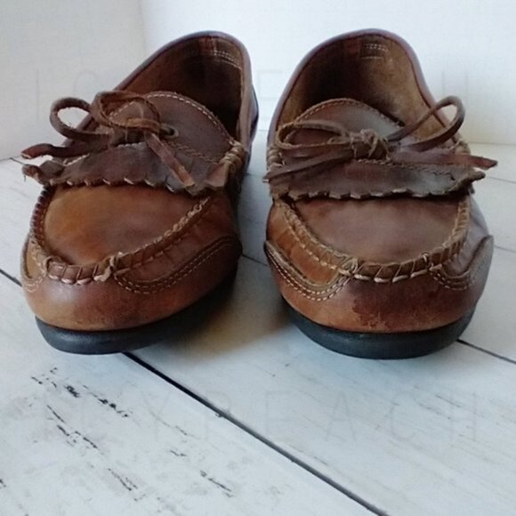 Predictions Fringe Penny Loafers Leather 8.5 Brown Preppy Classic Flat - Picture 2 of 8